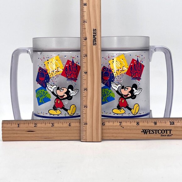Walt Disney World Mickey Mouse Celebration Frosted LG Plastic Freezer Mugs Cups - Picture 9 of 10